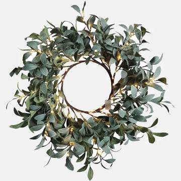 Available from Chambers Design Timaru is this beautifully crafted light up Olive Wreath from French Country.