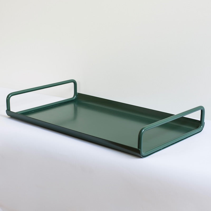 Karen Chambers Design - Moss serving tray he All Day Tray is strong and sturdy and up for any job. Made from powdercoated steel in 5 exclusive colours & measuring 480 x 280 x 70mm