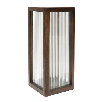 Tate large Reeded Glass Hurricane Lamp -Natural