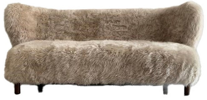 Sherpa Love Seat wrapped in luxe long wool sheepskin