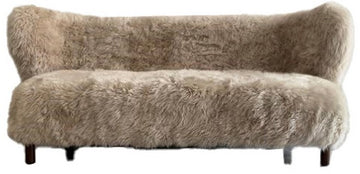 Sherpa Love Seat wrapped in luxe long wool sheepskin