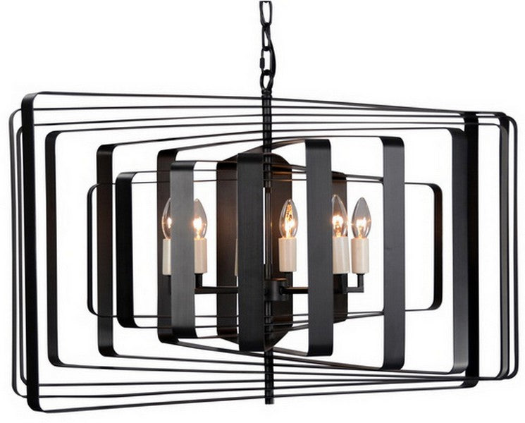 Geometric Black Brass Hanging Light, from Chambers Design