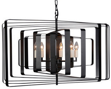 Geometric Black Brass Hanging Light, from Chambers Design