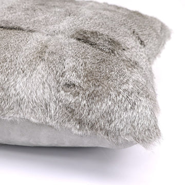 Square Feathered Filled Rabbit Skin Cushion