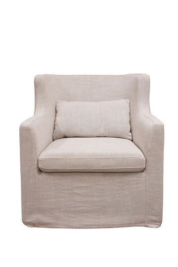 BAXTER Oscar Swivel Chair Linen-Look Slipcover Taupe