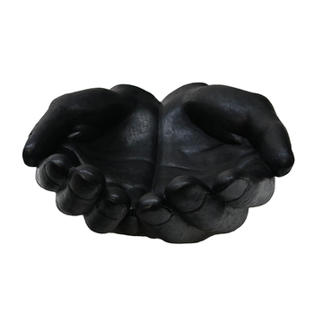 The hand sculpture from Le Forge is crafted from resin and finished in an ebony black,