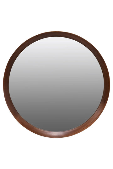 Framed Round Mirror - Dark Beech