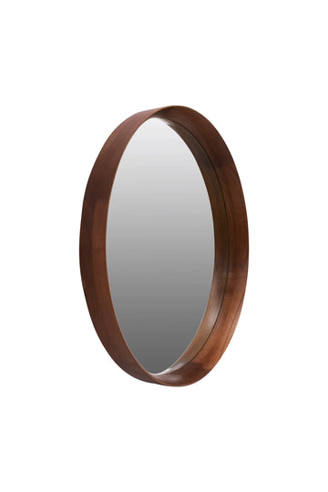 Framed Round Mirror - Dark Beech