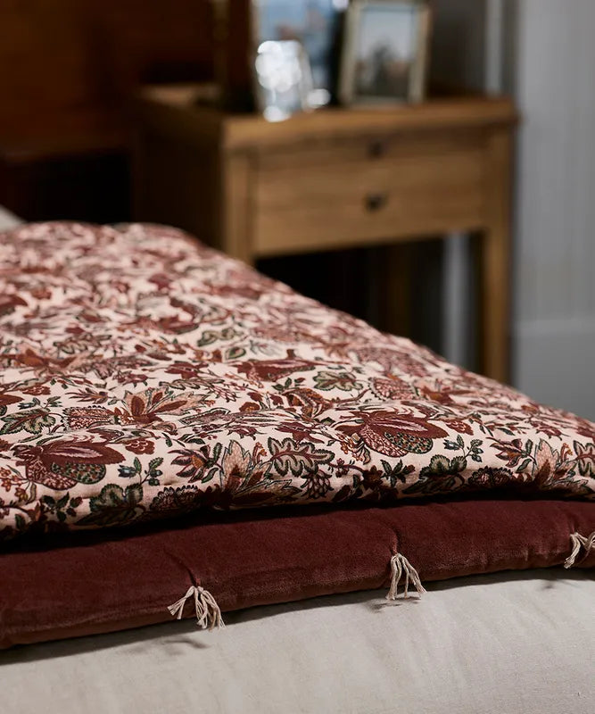 Now at Chambers Design Timaru is the Luxurious Eloise velvet eiderdown from French Country featuring a charming brocade print in cotton linen.