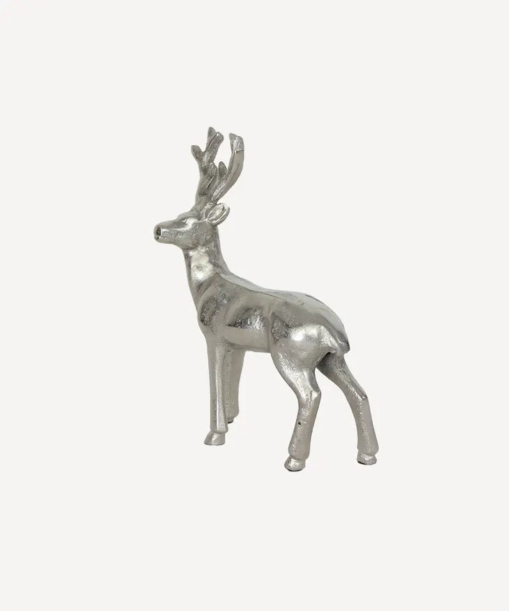 French Country Antique Silver Deer Standing