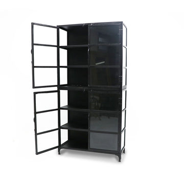 Black Iron Glass Display Cabinet