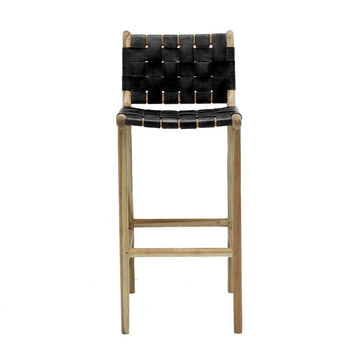 Hays Leather Bar Stool - Black