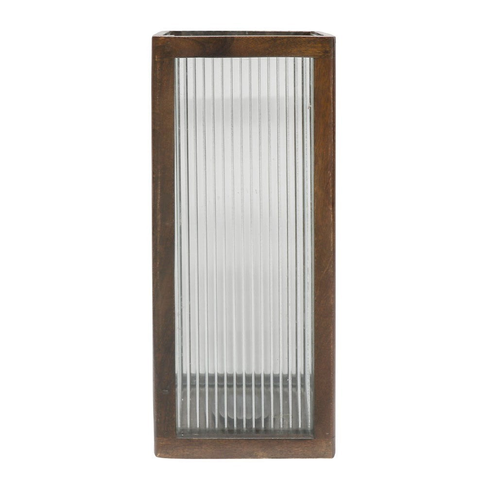 Tate large Reeded Glass Hurricane Lamp -Natural