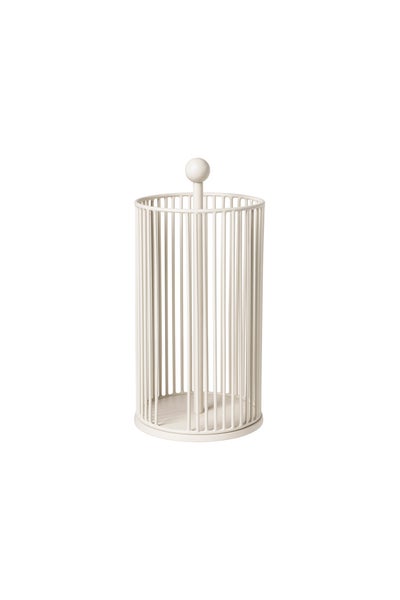 Elegance in your kitchen with the Broste Edda Paper Towel Holder in warm grey now at Chambers Design Composition Iron, Dimensions Diam 140 H280 - 