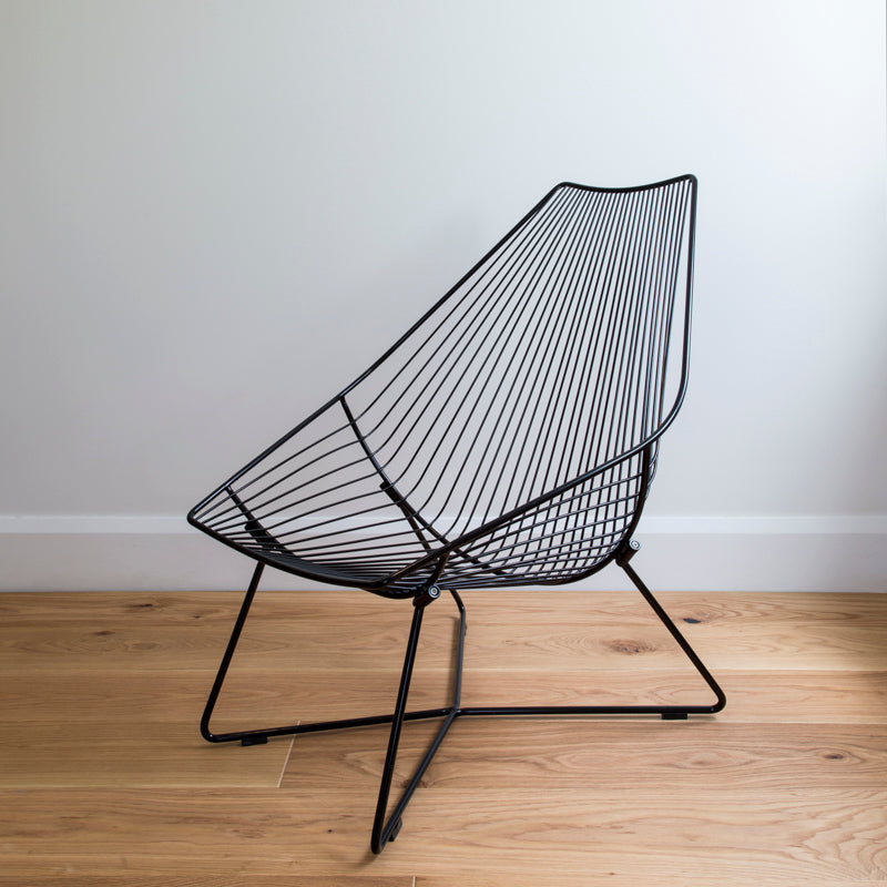 Wire metal lounge chair powder coated in variety of colours