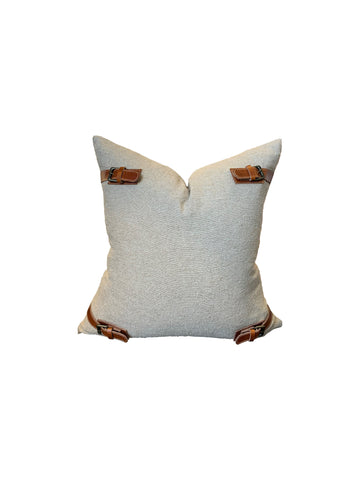 Natural Cotton Cushion With Leather Buckle from Chambers Design