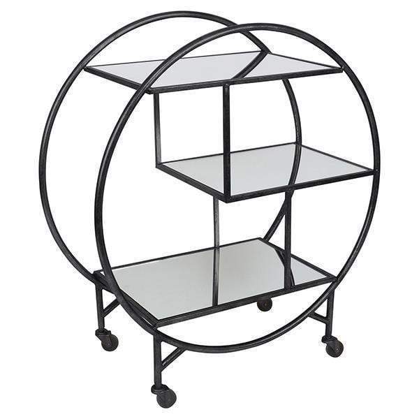 This bar trolley offers a circular design as a welcome point of difference.  Plus, there are display shelves split across three levels for added interest. Be the host with the best bar cart