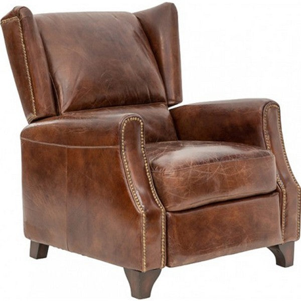 Crafted from highest quality top grain leather in a traditional style, this stratford 1 seater recliner will add earthy tones and classic comfort to any living, office, or entertainment area