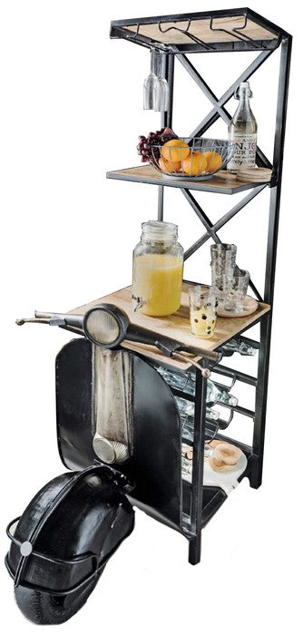 This vintage bar scooter is definitely a unique item that would look fantastic in your home. Add visual interest and texture to any entertainment, living or covered outdoor area with this beautiful piece. 