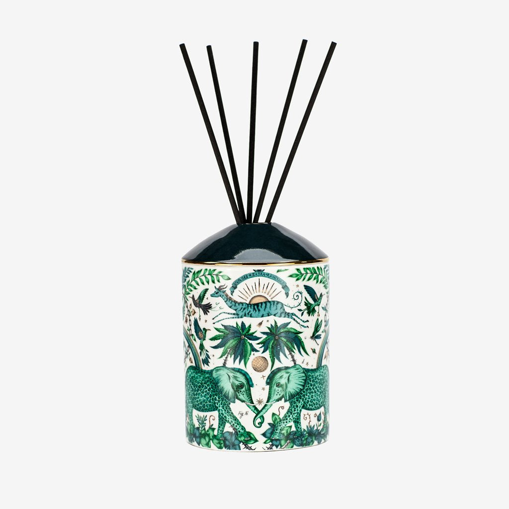 Available now at Chambers Design is this Emma J Shipley - Zambezi design diffuser. Bone china vessel with real gold details; Created in collaboration with fragrance experts Bahoma in London.