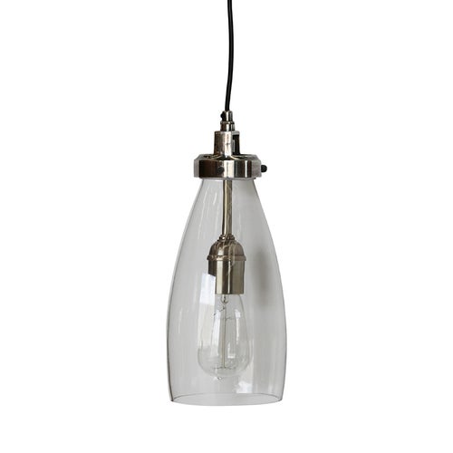 Elegant lighting - this piece is handmade from handblown glass and solid brass fitting with an antique silver finish which naturally ages to a beautiful pewter finish over time.