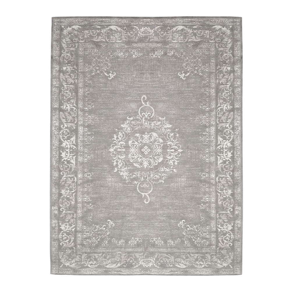 Adonis Rug Divine Grey - Large at Chambers Design Timaru The Adonis Rug Collection is inspired by traditional Turkish and Oriental style carpets and features a distinctive and on-trend faded, over-dyed, antique appearance.