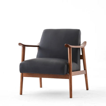 Spencer Mid-Century Leather Armchair Black